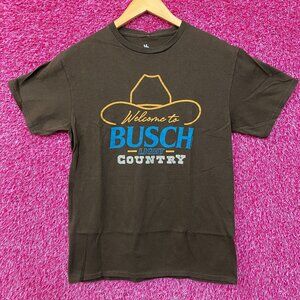 Welcome to Busch Light Country Cowboy Hat Tan T-Shirt Small
